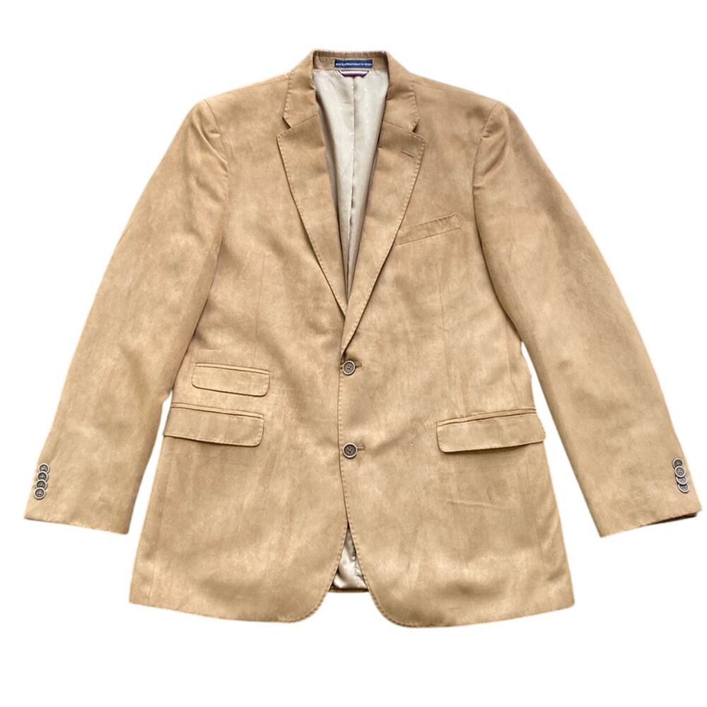 TOMMY HILFIGER Sport Coat Mens Sz 44 Long Tan Camel Sueded Classic